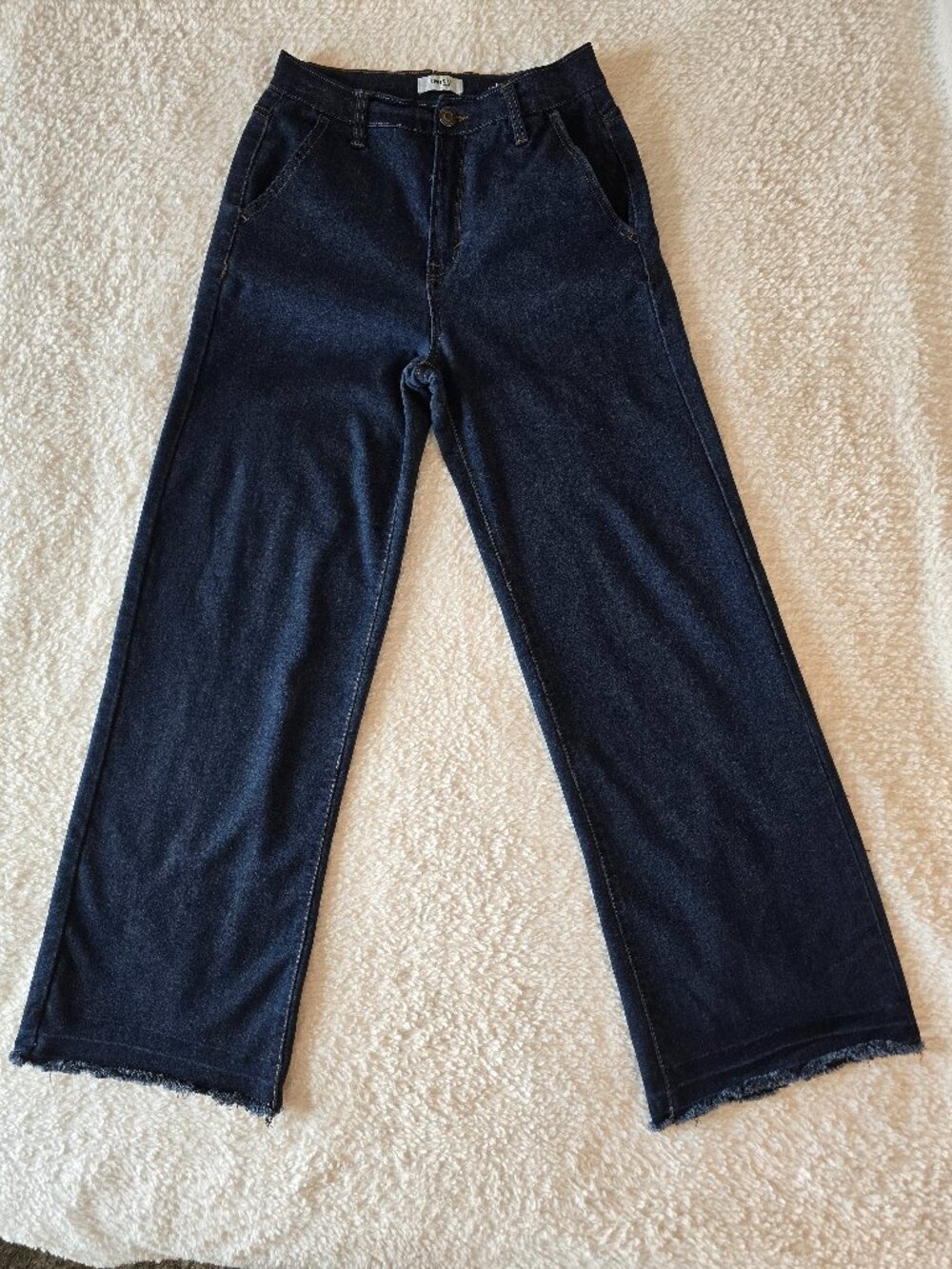 Kensie Jeans the Kaya High Rise Wide Leg Raw Hem Jeans Size 6/28